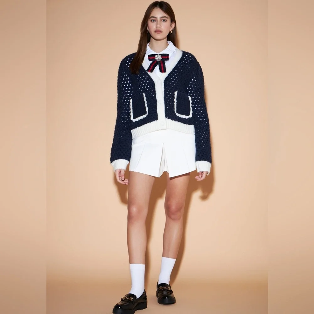 ENGLISH FACTORY
Women's Blue Contrast Detail Cardigan